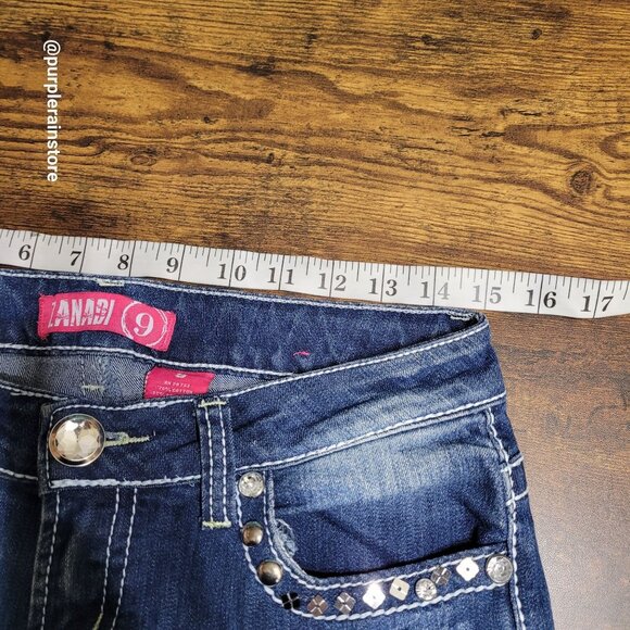 Vtg Zanadi Jeans Size 9 Bootcut Low Rise Embellished Button Flap Western Y2K - Picture 7 of 13